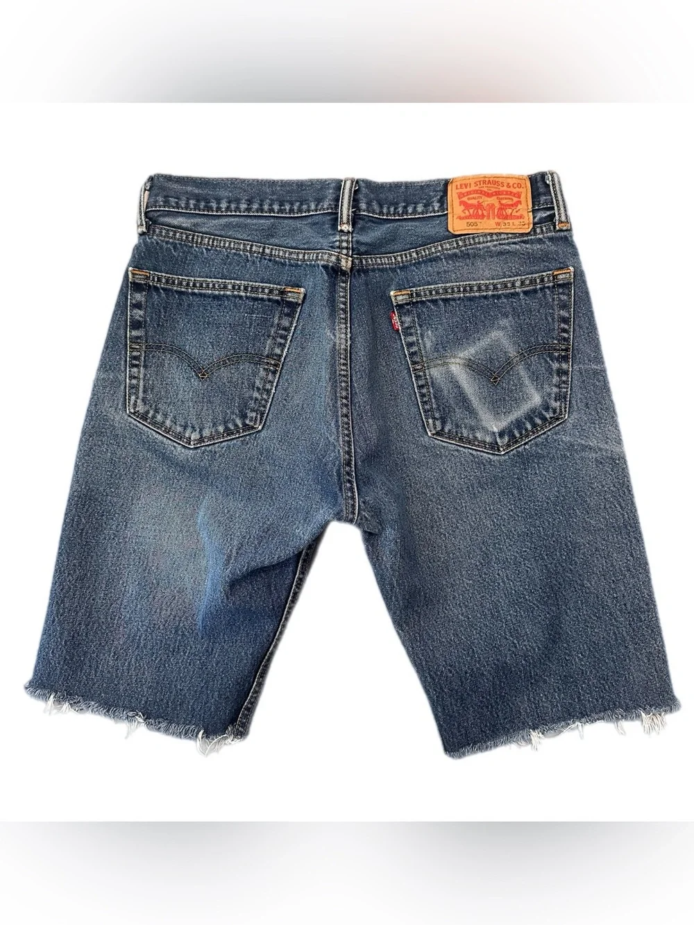 Levi’s 505 Cut-Off Jorts Men’s 33 Medium Wash Denim Shorts Frayed Hem